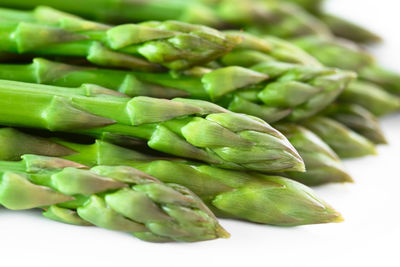Close-up of green beans against white background