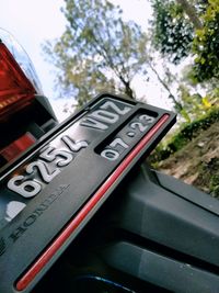Close-up of car on glass