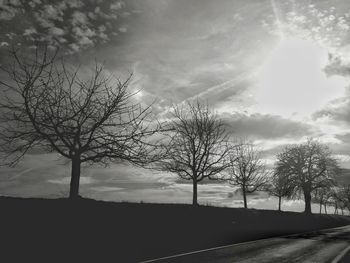 Silhouette bare trees against sky