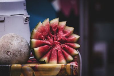 Watermelons for sale at market stall