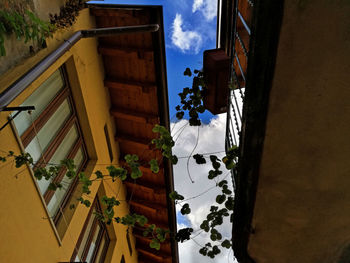 Low angle view of houses against sky