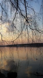 Scenic view of lake against sky at sunset