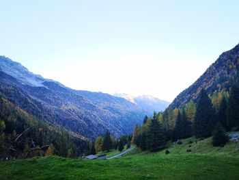 Scenic view of mountains against clear sky