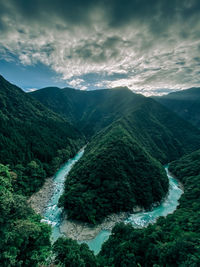 Scenic view of mountains against sky