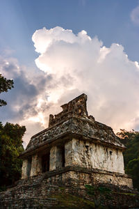 Low angle view of old building against sky