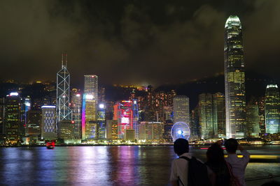 City lit up at night