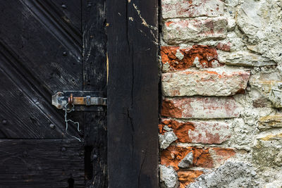 Close-up of damaged door