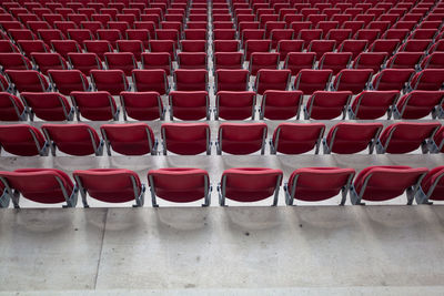 High angle view of empty chairs