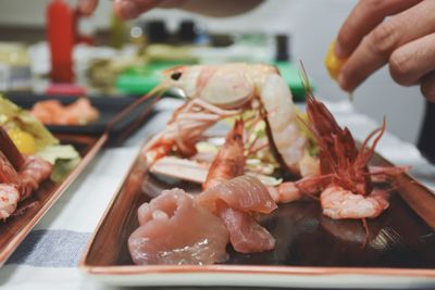 Close-up of fish on tray