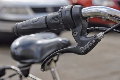 Extreme close up of bicycle handlebar