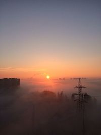 Scenic view of landscape against sky at sunset