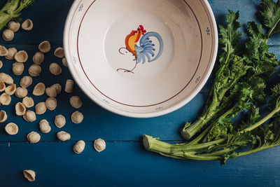 High angle view of food on table