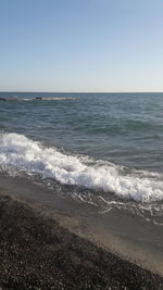 Scenic view of sea against clear sky