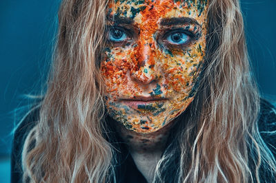 Portrait of woman with spooky make-up