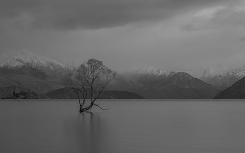 Scenic view of lake against sky