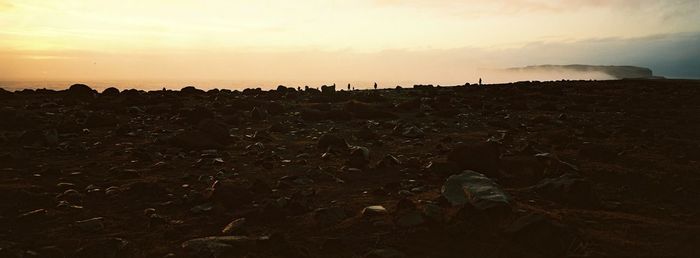 Scenic view of landscape against sky during sunset