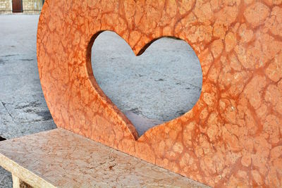 Close-up of heart shape on wall