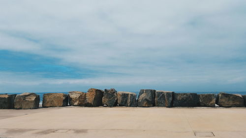 Panoramic view of rocks against sky