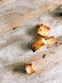 High angle view of bread on wood