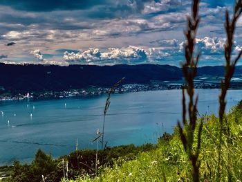 Scenic view of lake against sky