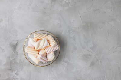 Colorful pastel marshmallow in bowl. ingredient for cooking