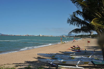 Scenic view of beach against clear sky