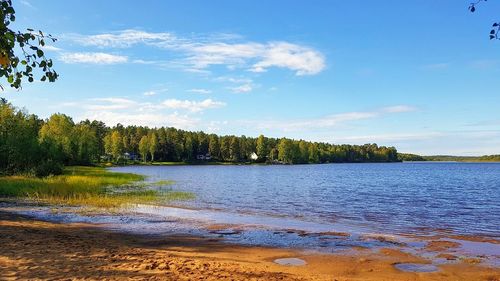 Scenic view of lake against sky