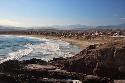 Scenic view of chala on pacific ocean in peru