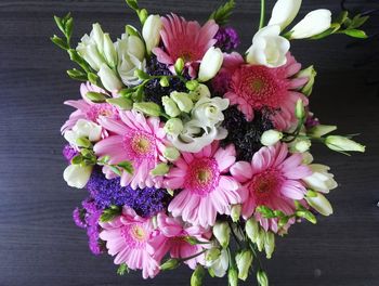 Close-up of flower bouquet on table