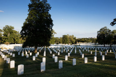 View of cemetery against clear sky