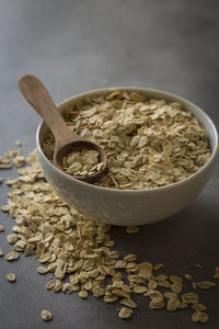 Close-up of bowl on wooden table