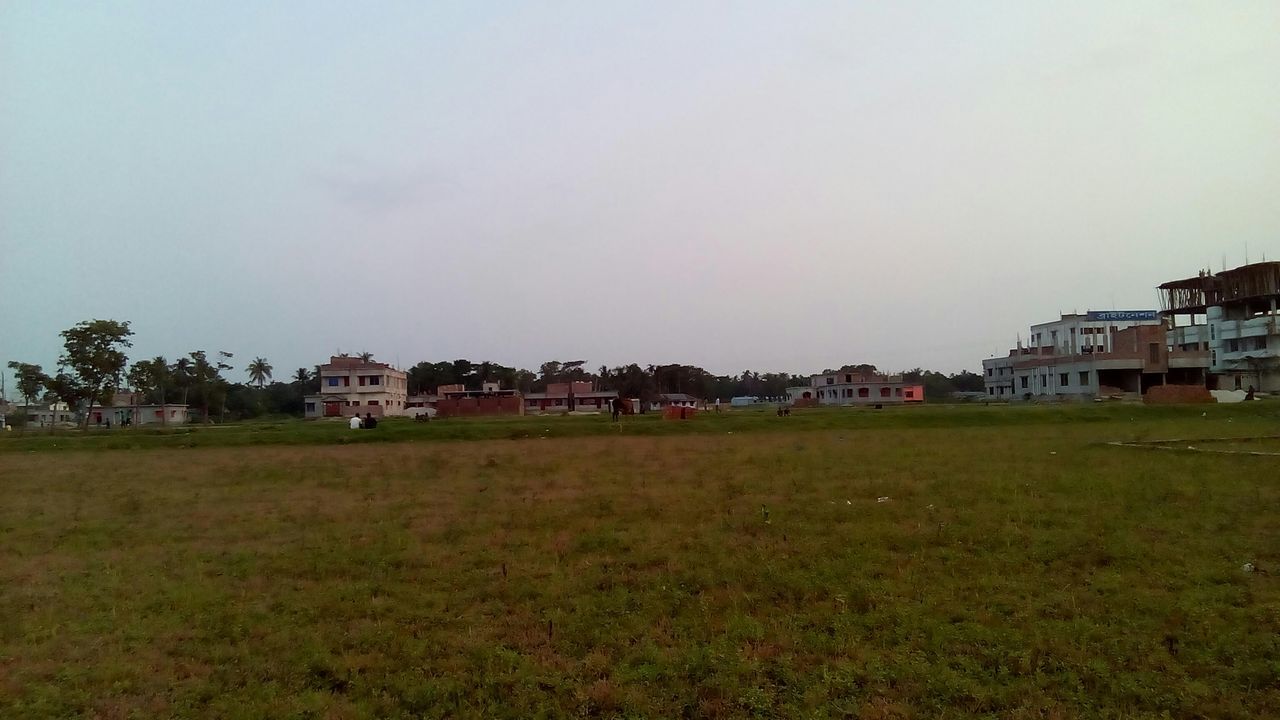 grass, building exterior, architecture, built structure, field, house, grassy, copy space, sky, green color, landscape, clear sky, residential structure, residential building, nature, lawn, day, outdoors, tree, tranquility