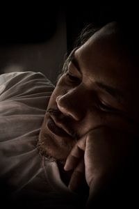 Close-up portrait of a south east asia sleeping man