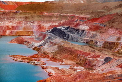 High angle view of bauxite clay quarry