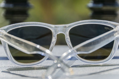 Close-up of sunglasses on table