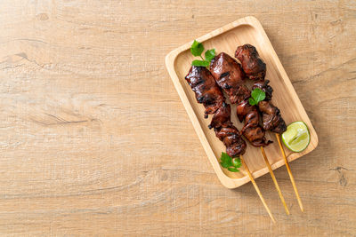 High angle view of food on table