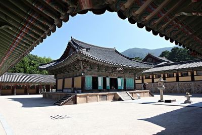 View of temple building against clear sky