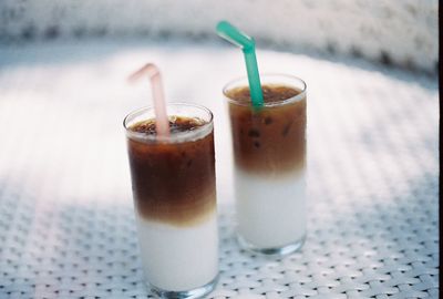 Close-up of drinks on table