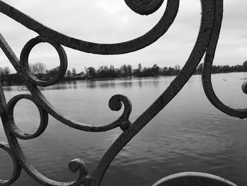 Close-up of lake against sky