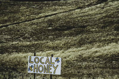Information sign on field
