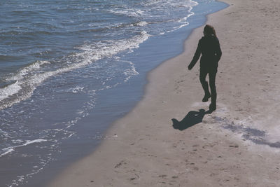 High angle view of people on beach