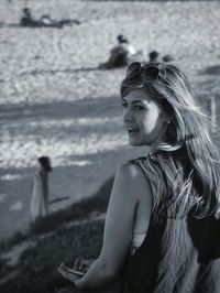 Woman standing on beach