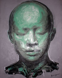 Close-up portrait of a statue
