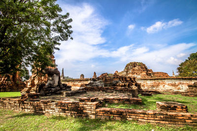 Old ruins of temple against sky