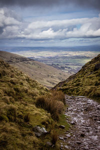 Scenic view of landscape against cloudy sky