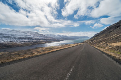 Road by landscape against sky