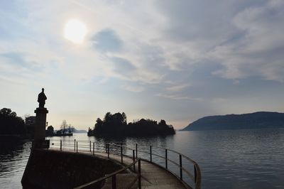 Scenic view of river against sky during sunset