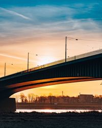 Bridge over river during sunset