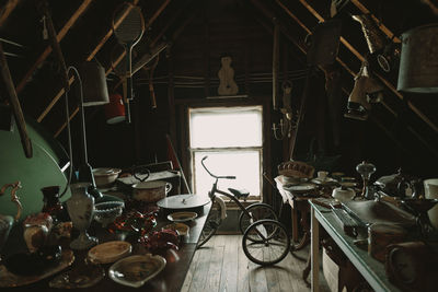 Interior of an old building filled with old stuff