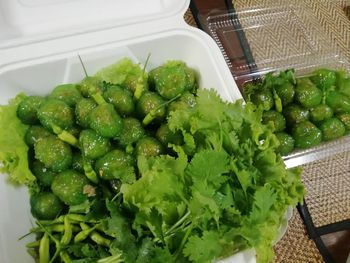 High angle view of fruits on table